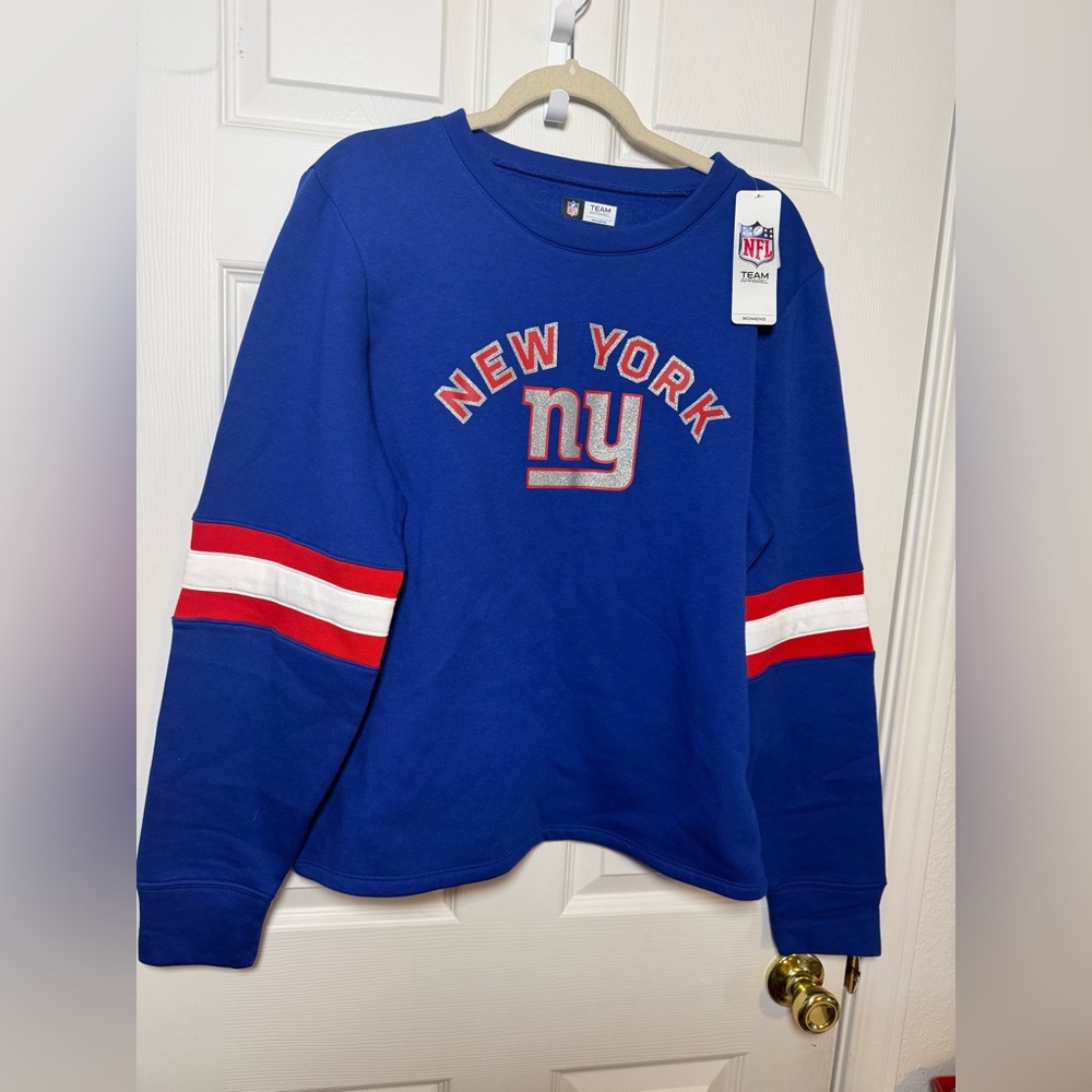NFL Youth Royal Blue Sweatshirt with Red & White Sleeve Stripes